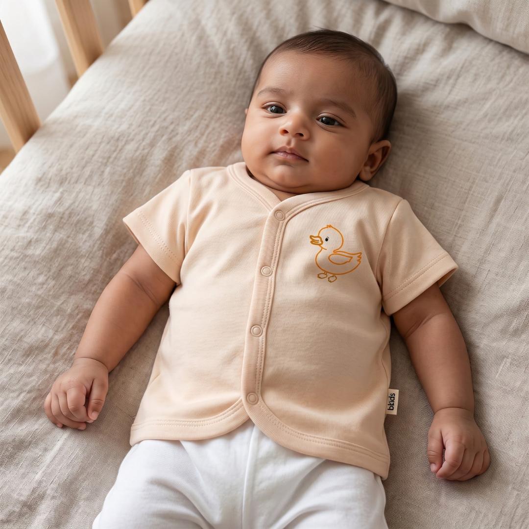 Newborn Baby Short Sleeve Front Open Vest T Shirt– 3 Piece Pack