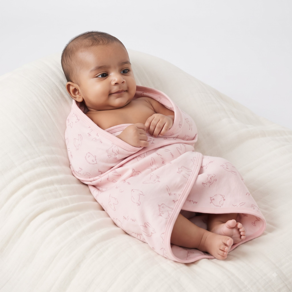 Printed Bunny Baby Towel Hood & No Hood– 2 Piece Pack